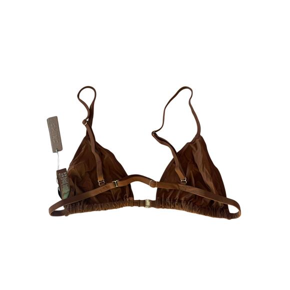 NWT Skims Sheer Front Closure Triangle String Bralette in Copper Brown Sz Large - Picture 4 of 7